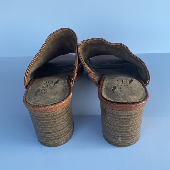 Aerosols Heelrest Brown Leather Slip-On Open-Toed Shoe Size 10 - Picture 6 of 10